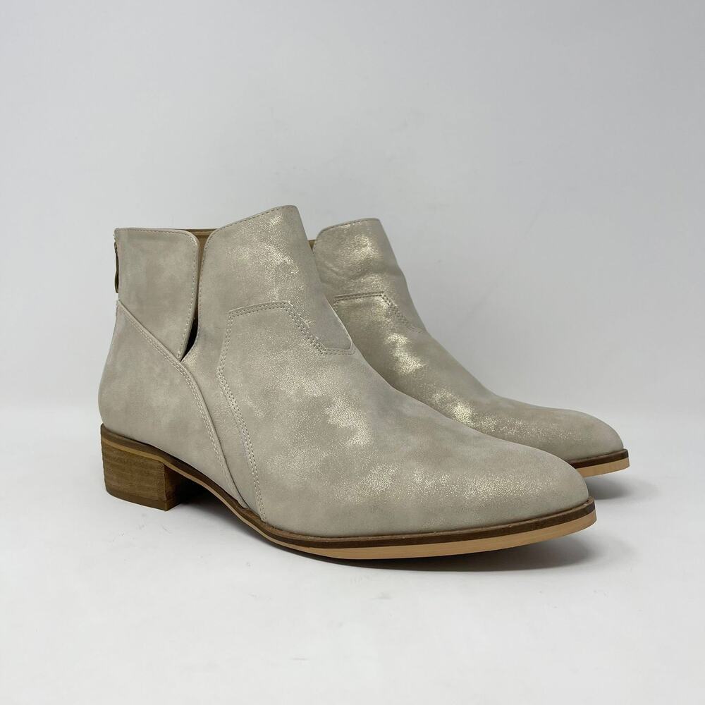 Corkys Curry Ankle Boot Womens 11 Gold Metallic Shimmer‎ Back Zip Casual Bootie